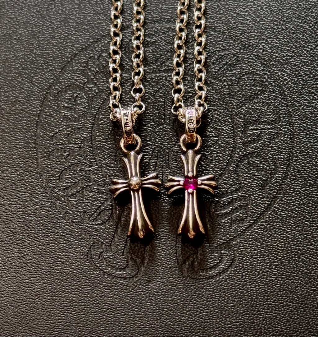 CH .925 Mini Pink Sapphire Cross Chain