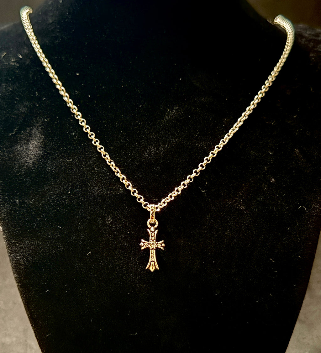 CH .925 Mini Diamond Cross Chain