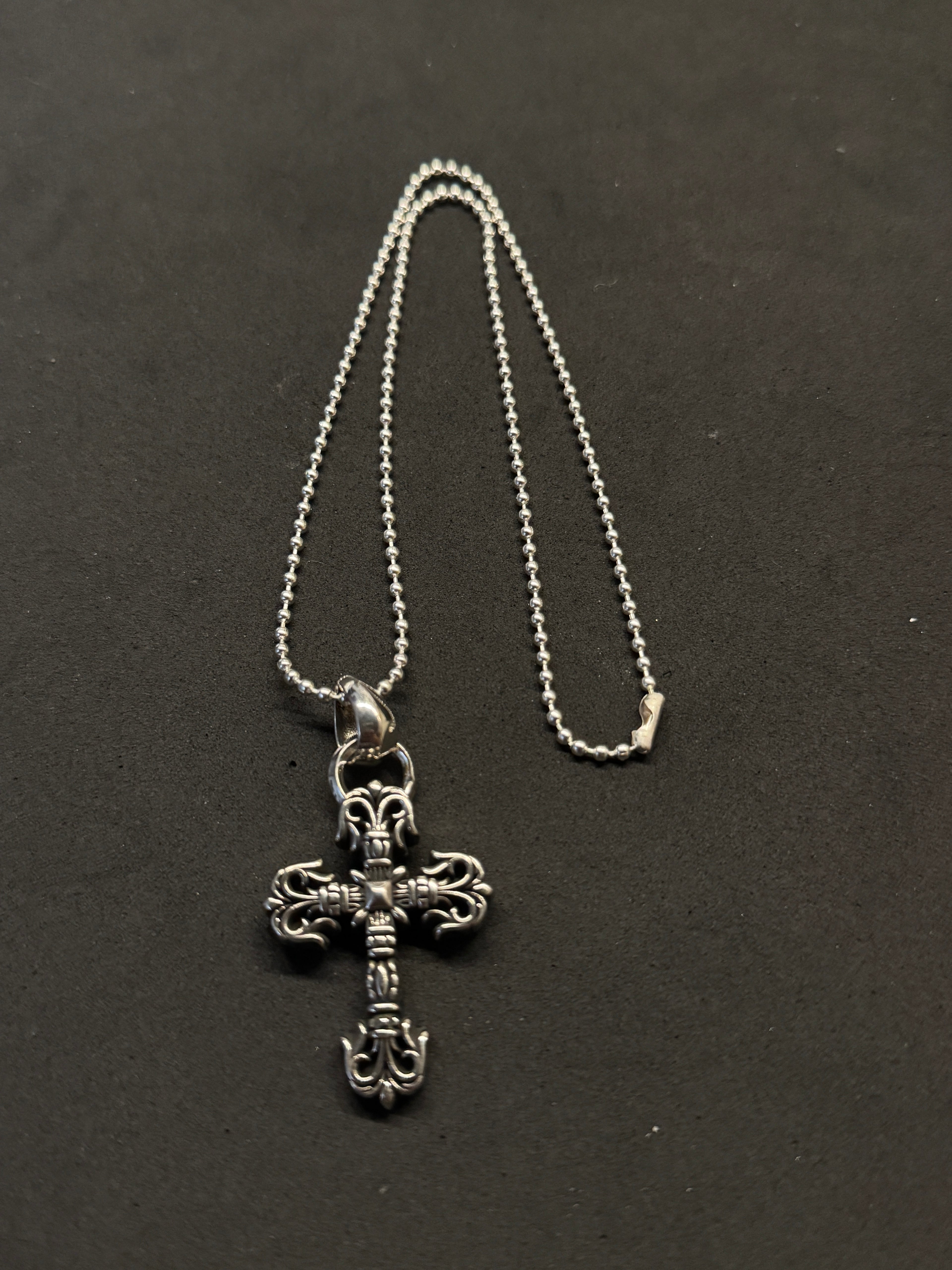 CH Ball Chain Gothic Cross Necklace