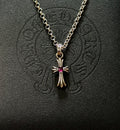 CH .925 Mini Pink Sapphire Cross Chain