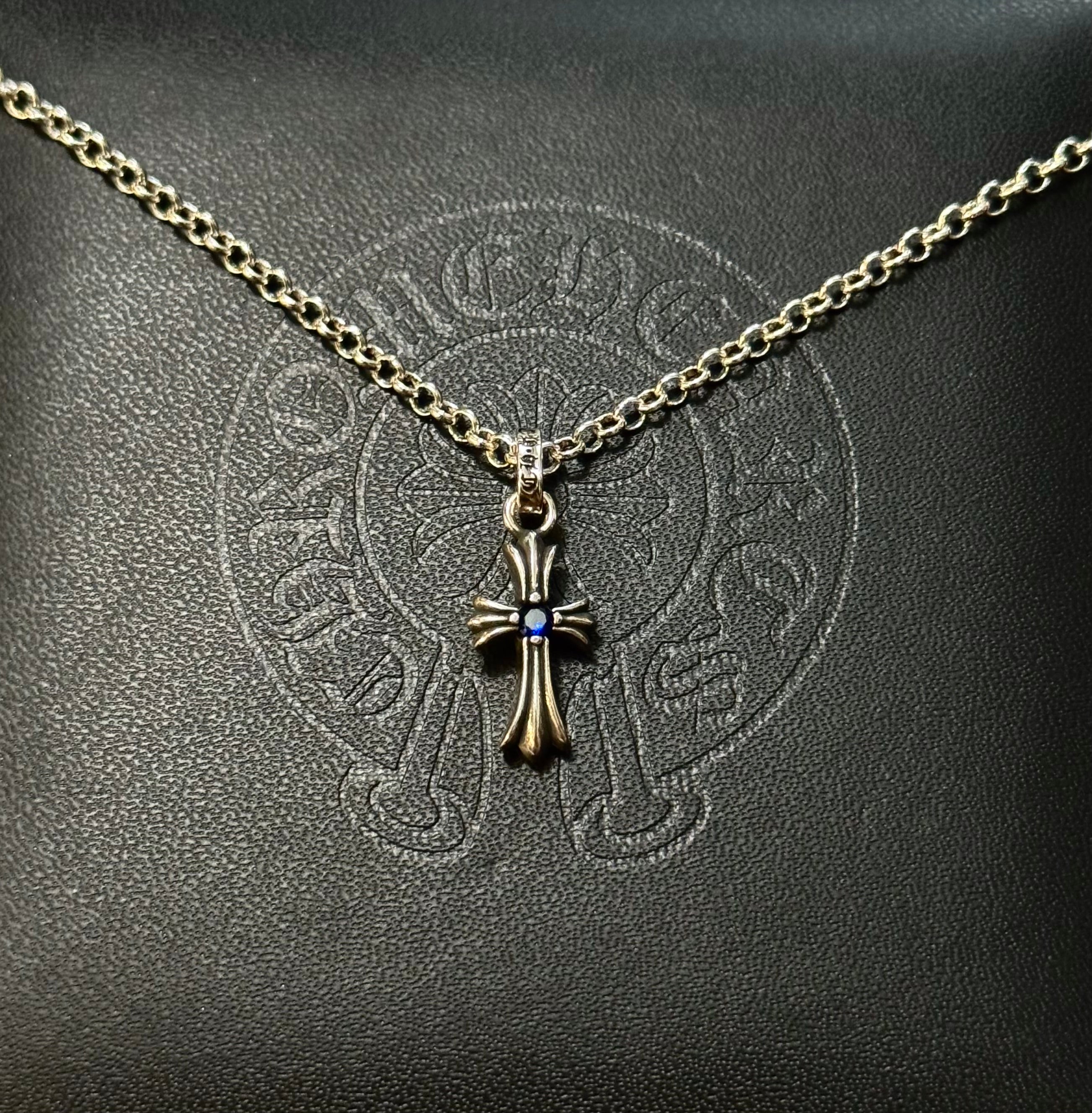 CH .925 Mini Blue Sapphire Cross Chain