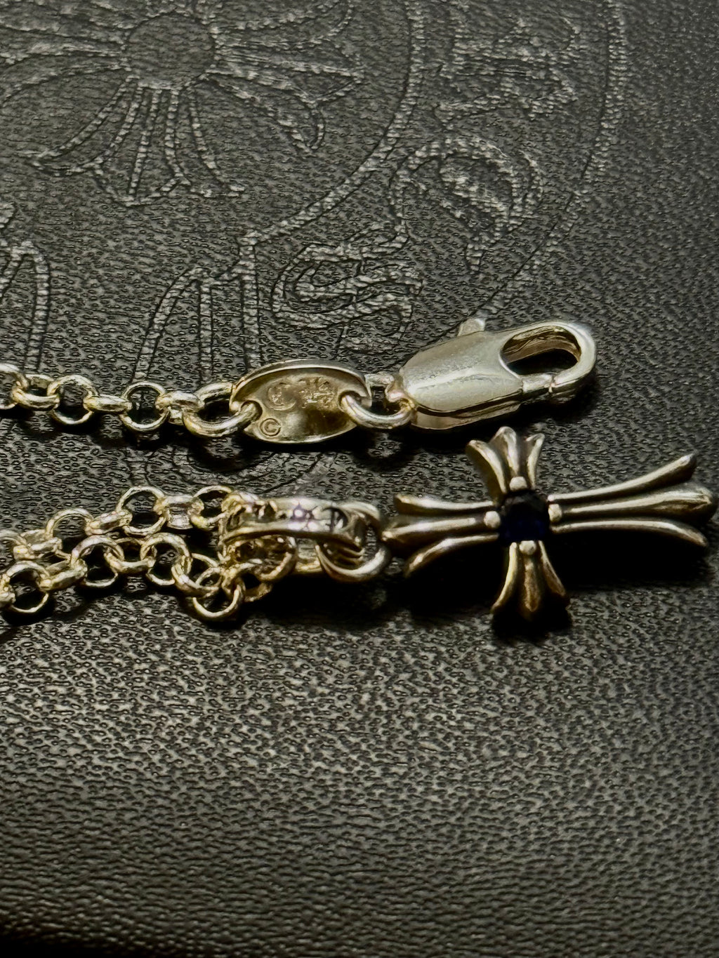 CH .925 Mini Blue Sapphire Cross Chain