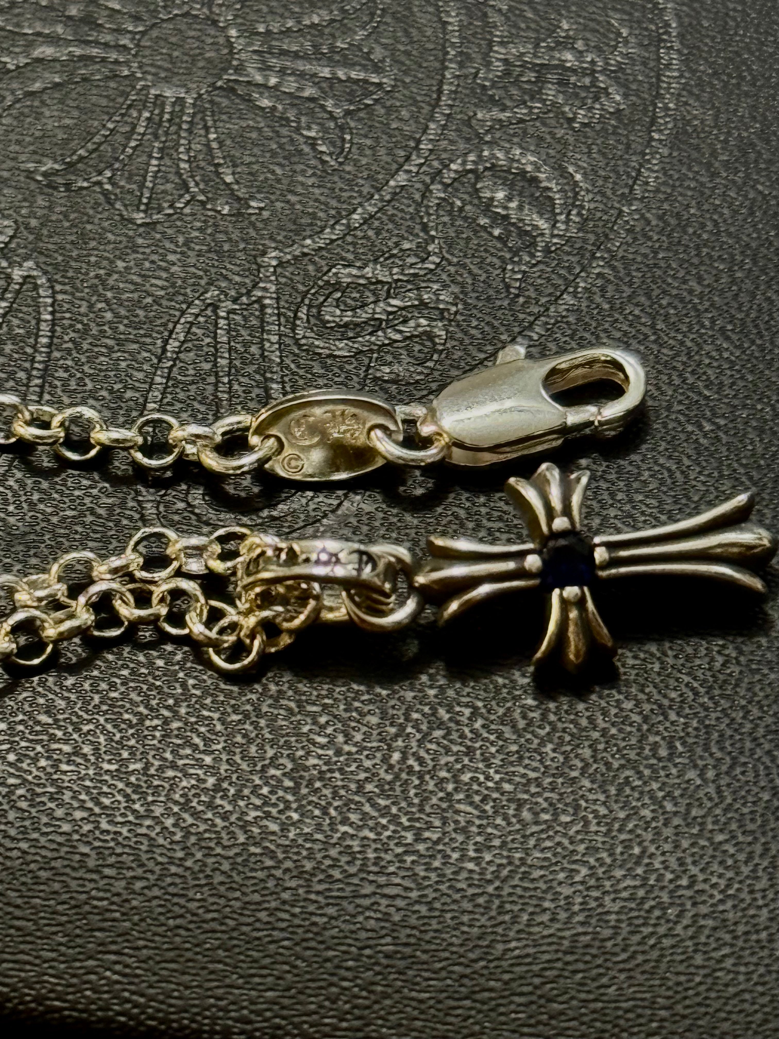 CH .925 Mini Blue Sapphire Cross Chain