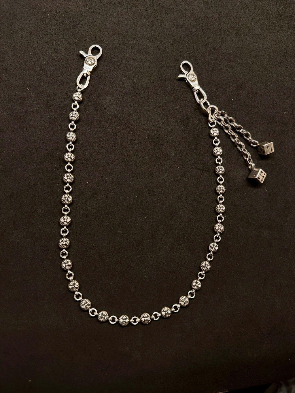 Ch style y2k pants dice wallet chain keychain biker motorcycle bag/purse clip chrome silver minimalist unisex for men and women c3