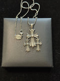 Ch gothic style y2k punk triple cross necklace chrome silver chain pendant 24in for men and women unisex a12