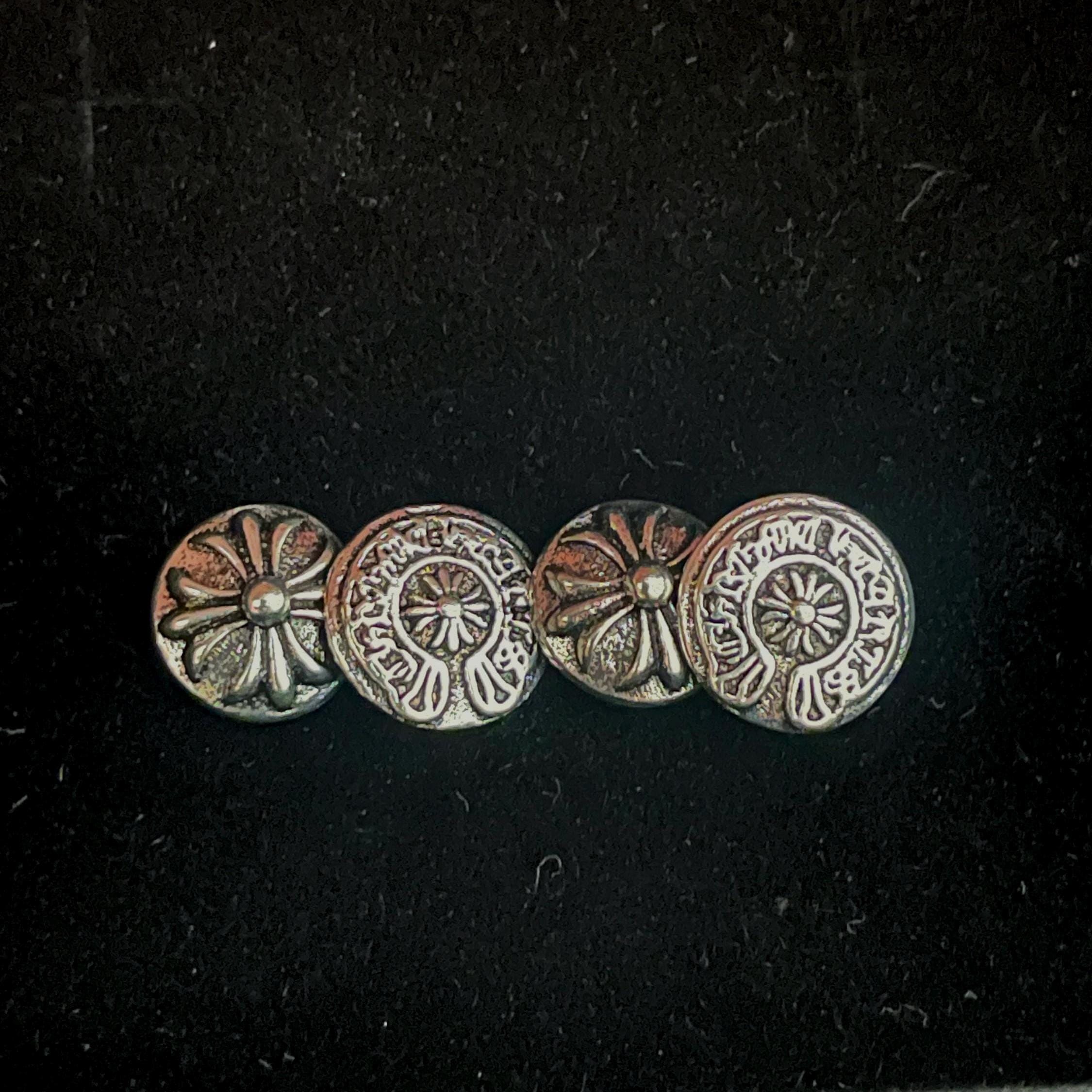 Ch gothic style stud earrings y2k chrome silver punk crow croix flower charm chrome grunge f1