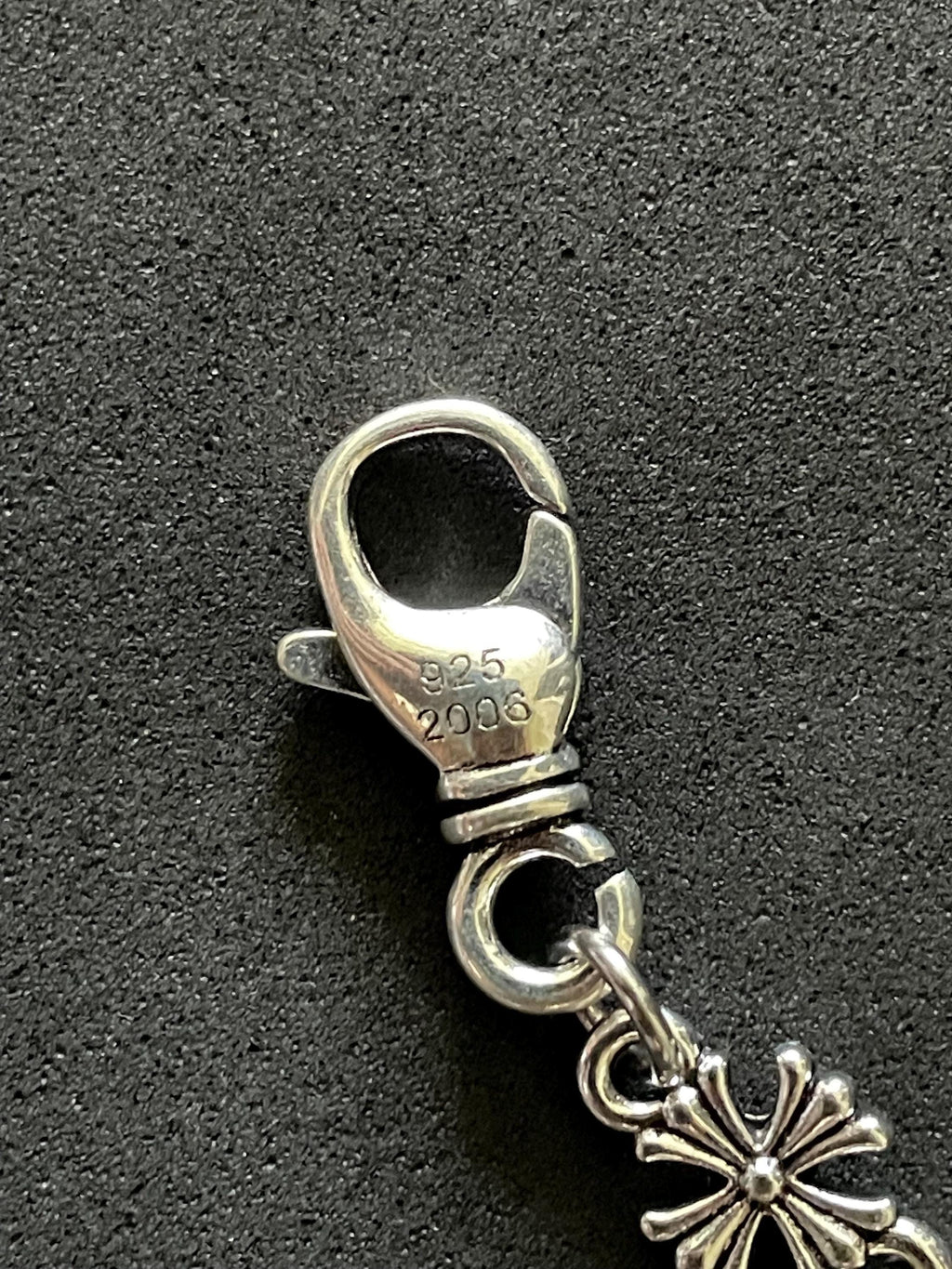 Ch gothic style y2k chrome silver punk cross charm chrome bracelet grunge b2