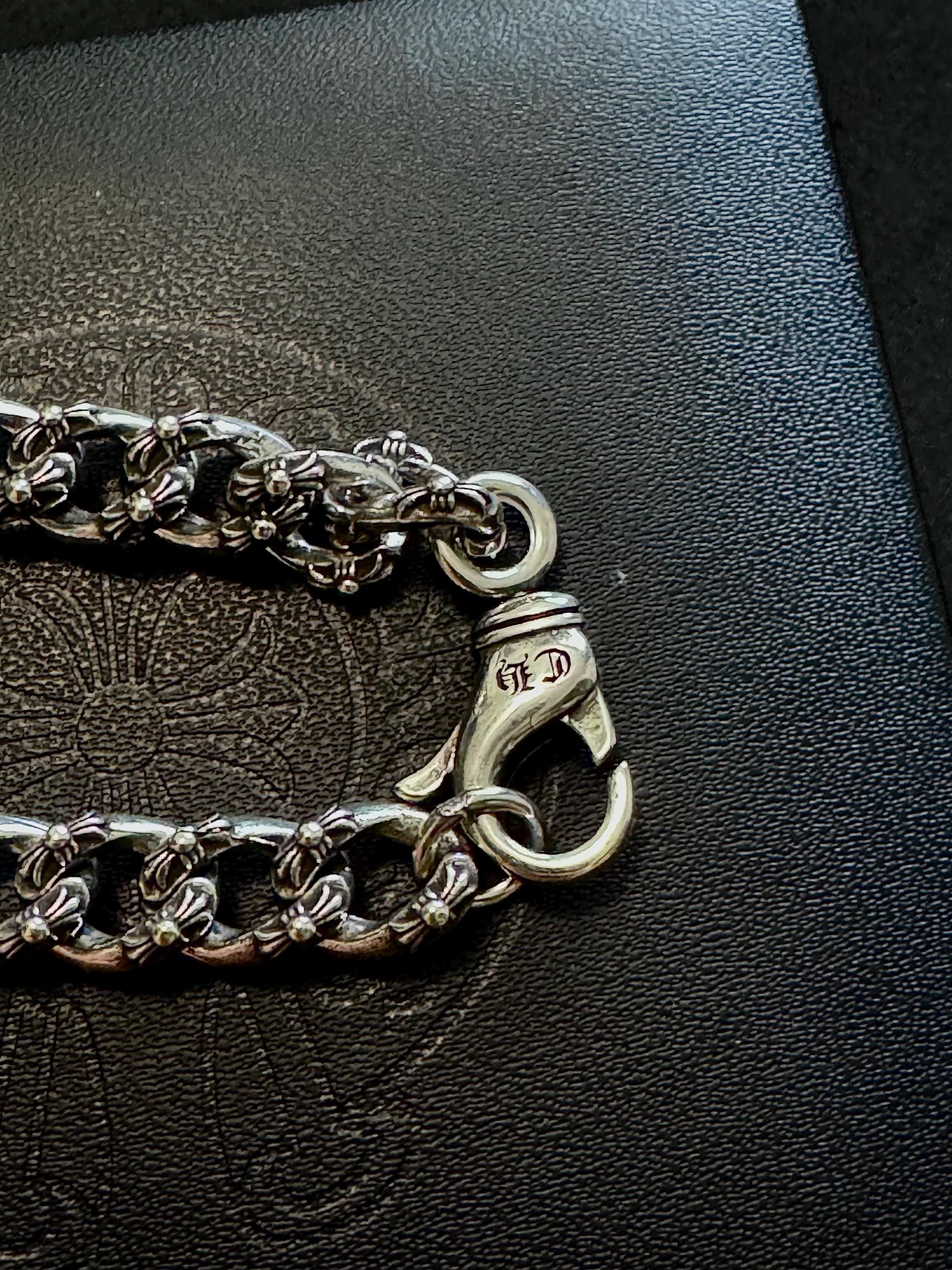 Ch gothic style y2k cuban link cross necklace chrome .925 silver chain pendant 20in for men and women unisex a7