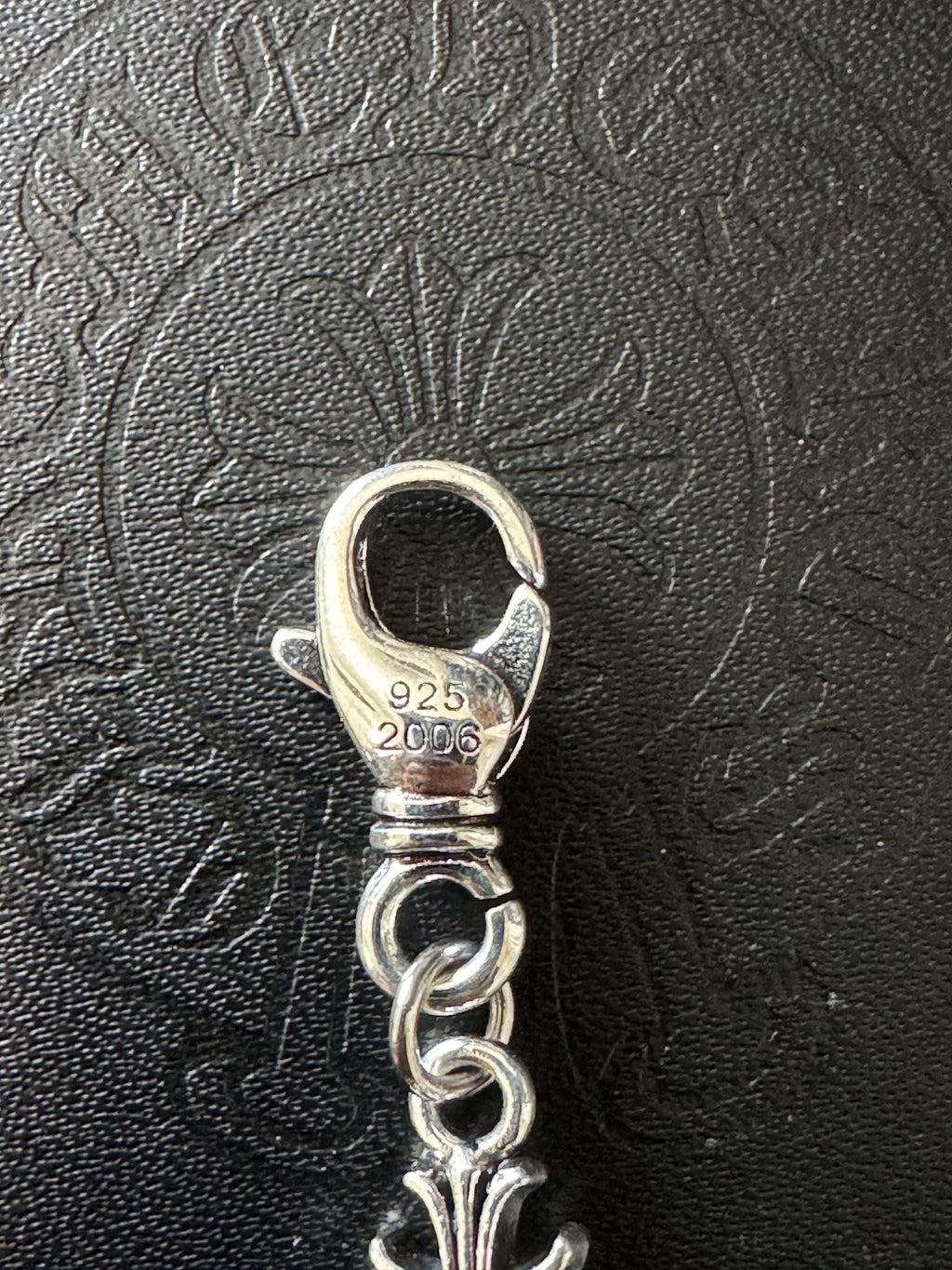 Ch gothic style chrome silver y2k punk bracelet grunge cross b8