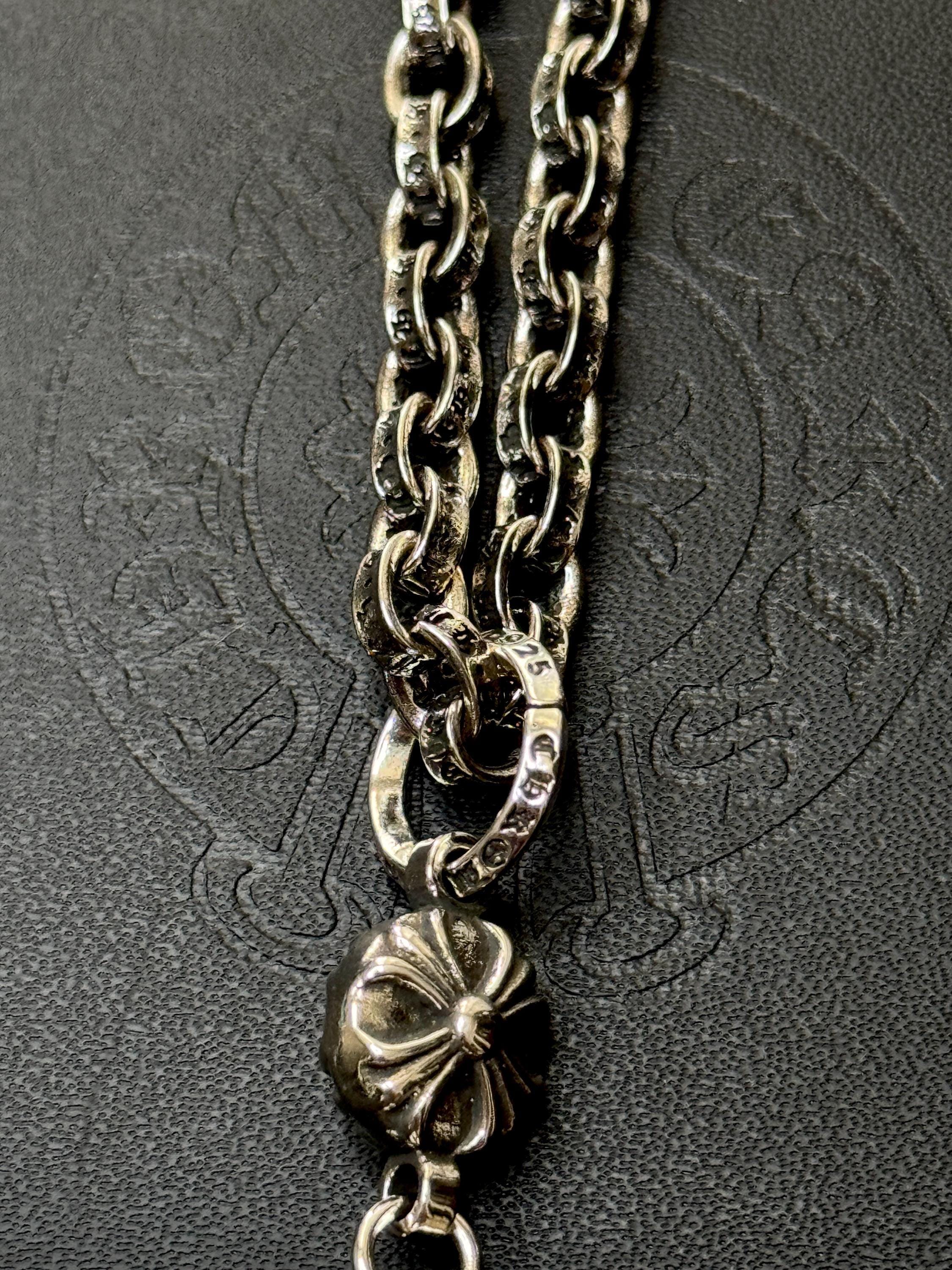 Ch gothic style y2k cross pendant engraved necklace chrome .925 silver chain pendant 24in for men and women unisex a25