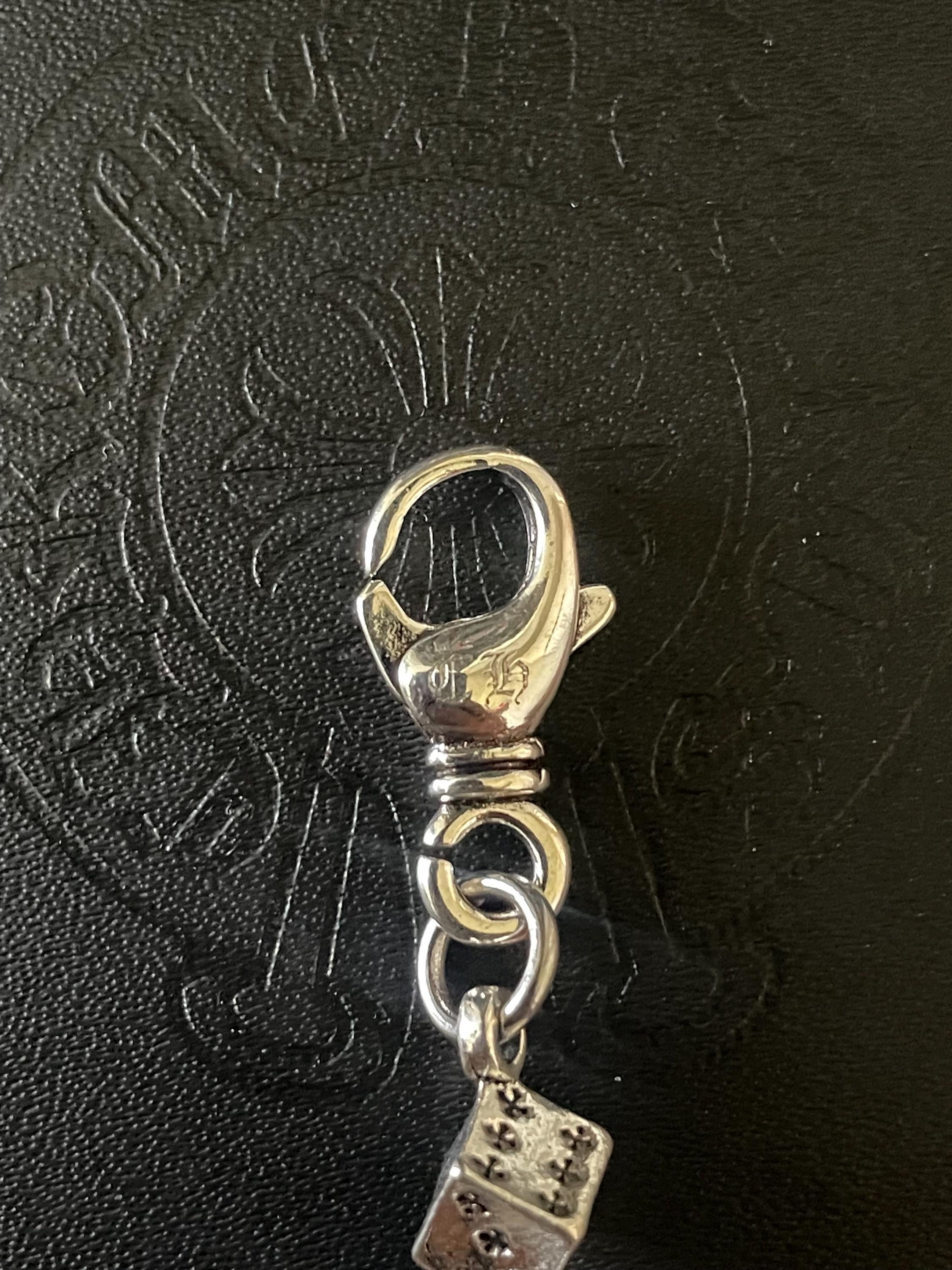 Ch gothic style y2k chrome silver punk dice chrome bracelet grunge b3