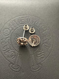 Ch gothic style stud earrings y2k chrome silver punk crow croix flower charm chrome grunge f1