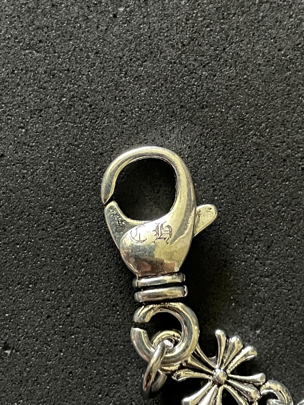 Ch gothic style y2k chrome silver punk cross charm chrome bracelet grunge b2