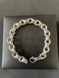 Ch style y2k punk chrome silver bracelet engraved gothic b7