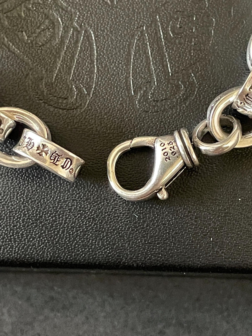 Ch style y2k punk chrome silver bracelet engraved gothic b7