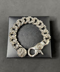 Ch gothic style y2k chrome silver punk engraved thick chrome bracelet grunge b9