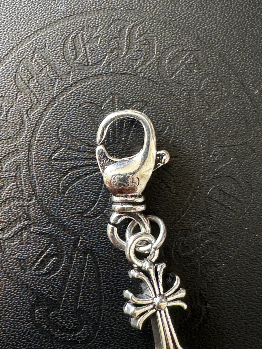 Ch gothic style chrome silver y2k punk bracelet grunge cross b8