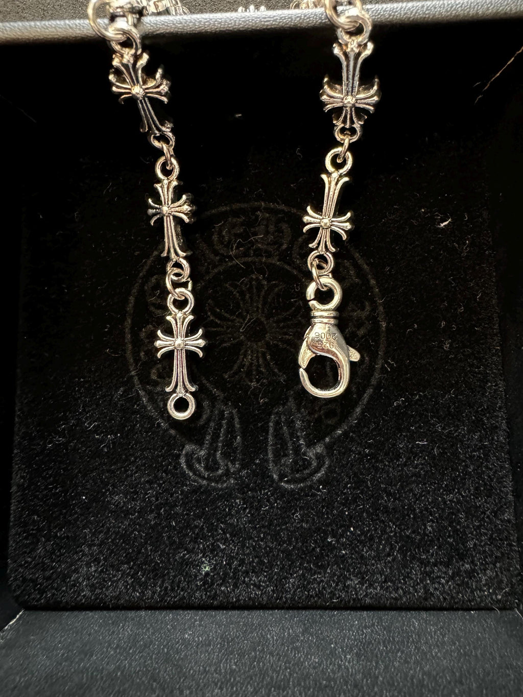 Ch gothic style chrome silver y2k punk bracelet grunge cross b8