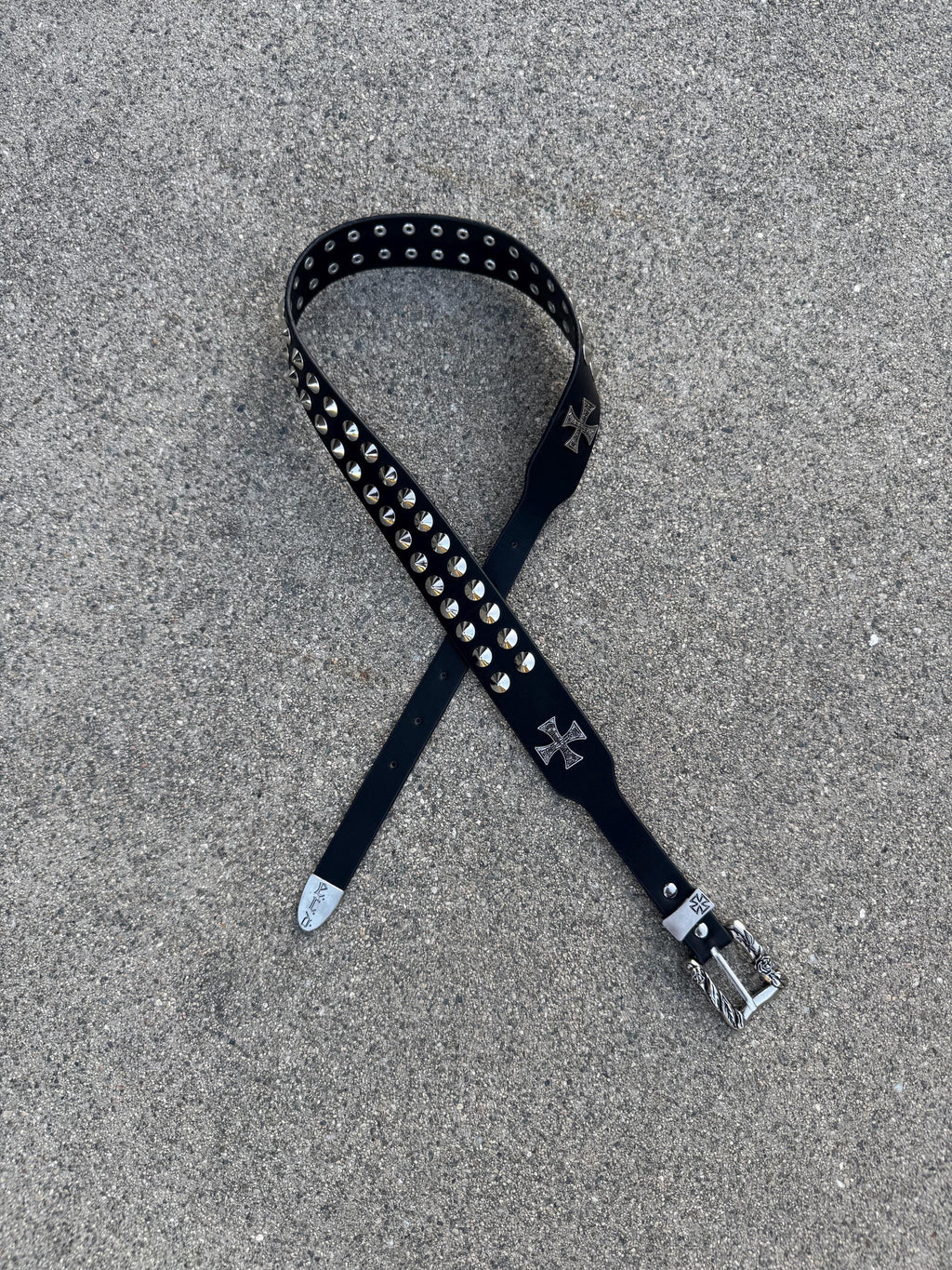 Y2K grunge silver stud belt leather punk silver e5