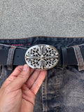 CH grunge silver stud belt leather punk Y2K chrome silver e9