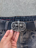 CH grunge silver belt leather cemetery punk Y2K chrome silver e8