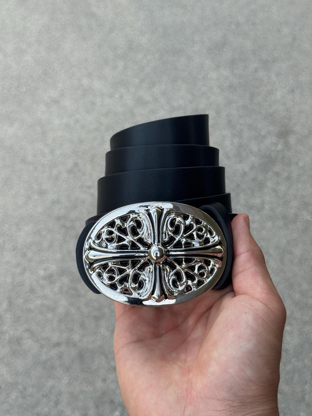 CH grunge silver stud belt leather punk Y2K chrome silver e9