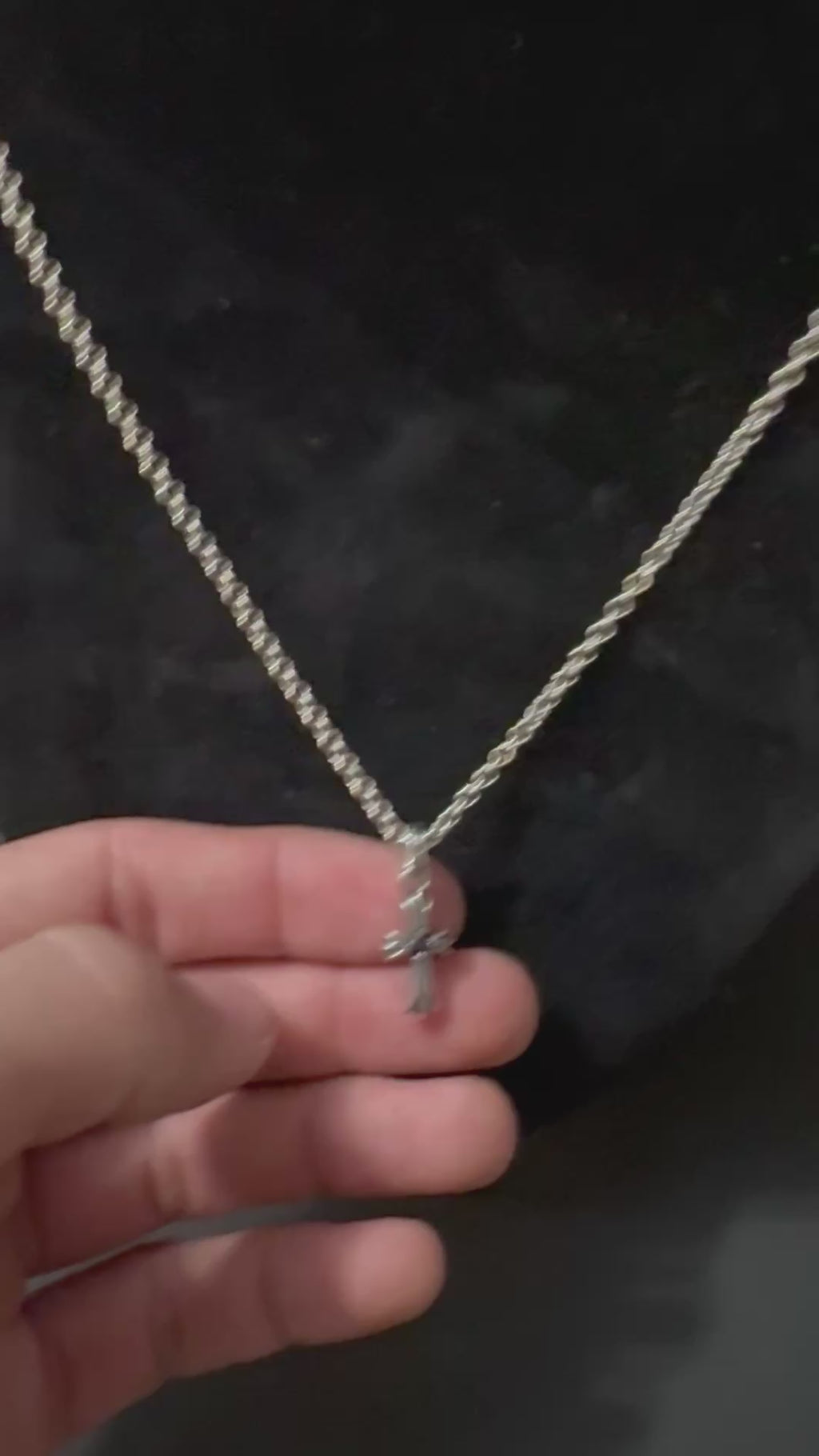 CH .925 Mini Blue Sapphire Cross Chain