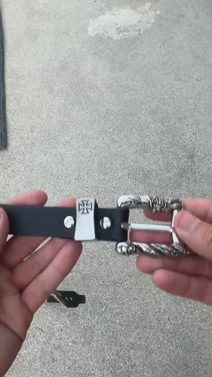 Y2K grunge silver stud belt leather punk silver e5