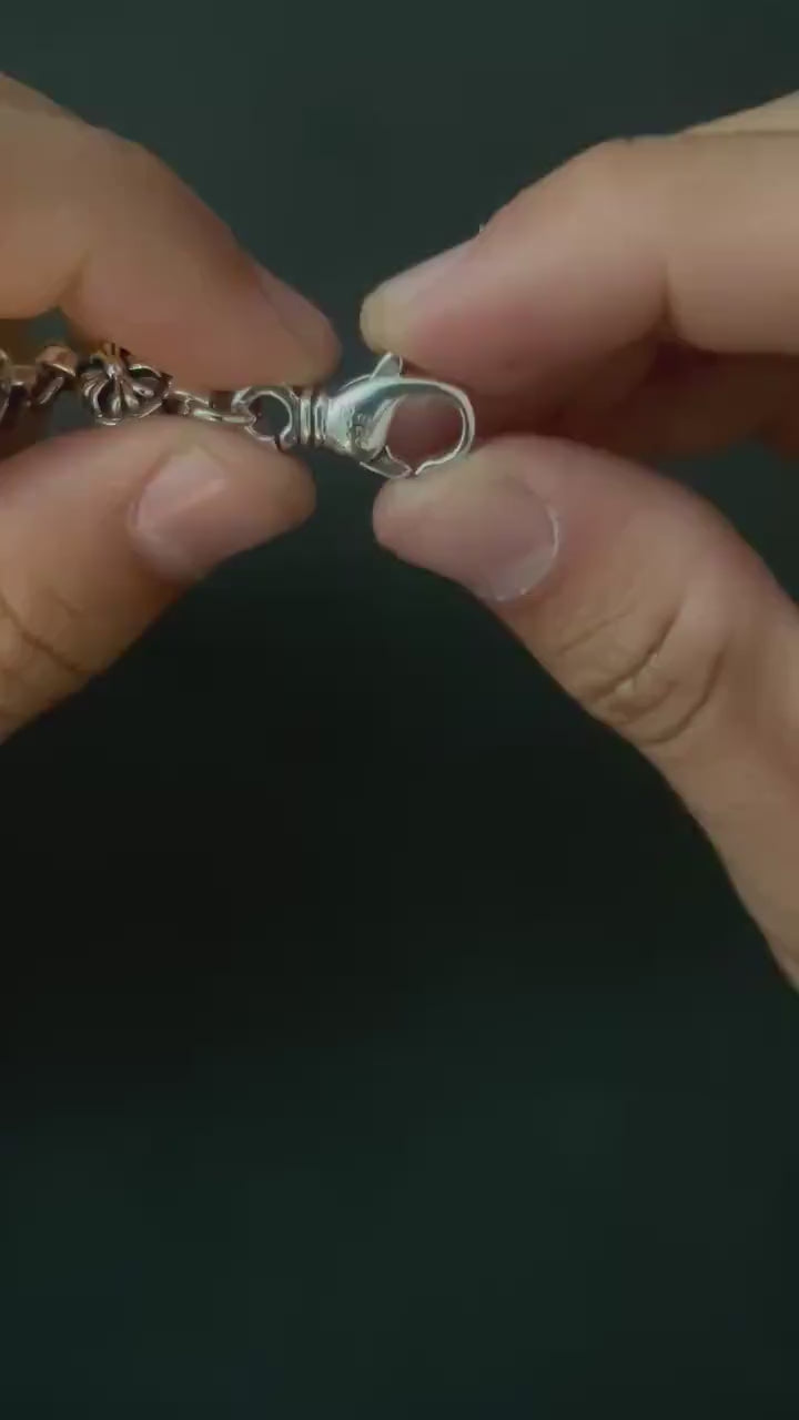 Ch gothic style y2k chrome silver punk crossball stud chrome bracelet grunge b4